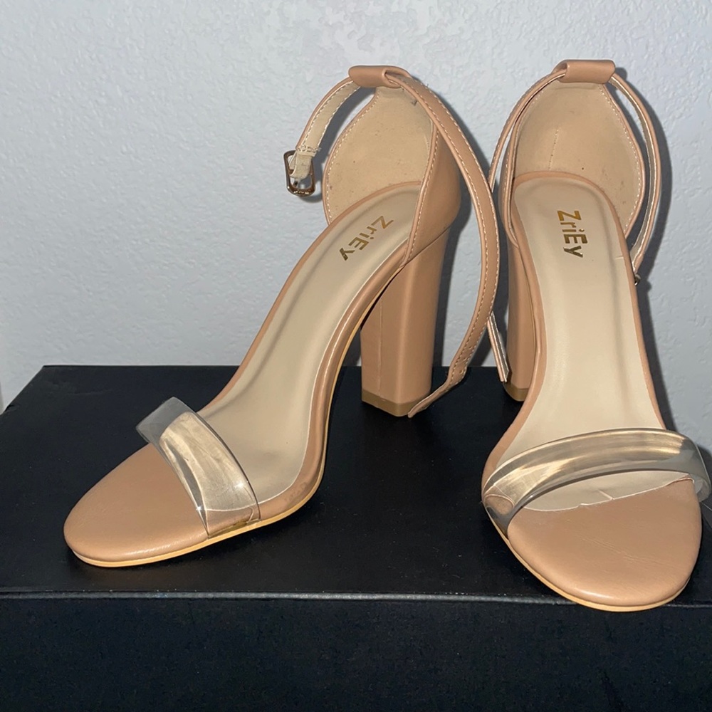TAN/ CLEAR HEELS BRAND NEW